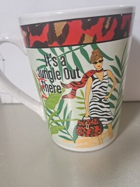 Century It's a Jungle Out There Ceramic Mug Red, Black, White Design